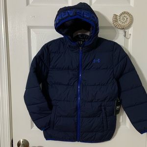 New UNDER ARMOUR Boys Puffer Jacket Navy / Royal size YOUTH MEDIUM 10/12